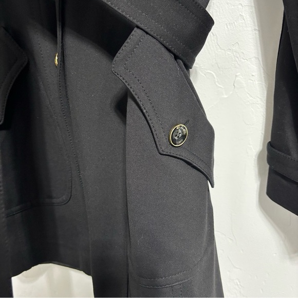 Vince Camuto Women's XL Black Fitted Car Coat Overcoat Trench Button Front Belt - Picture 2 of 10